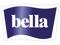 Das Bild zeigt ein Logo der Marke -bella-. Es hat eine geschwungene Form mit einem dunkelblauen Hintergrund und dem weiß geschriebenen Markennamen in der Mitte.