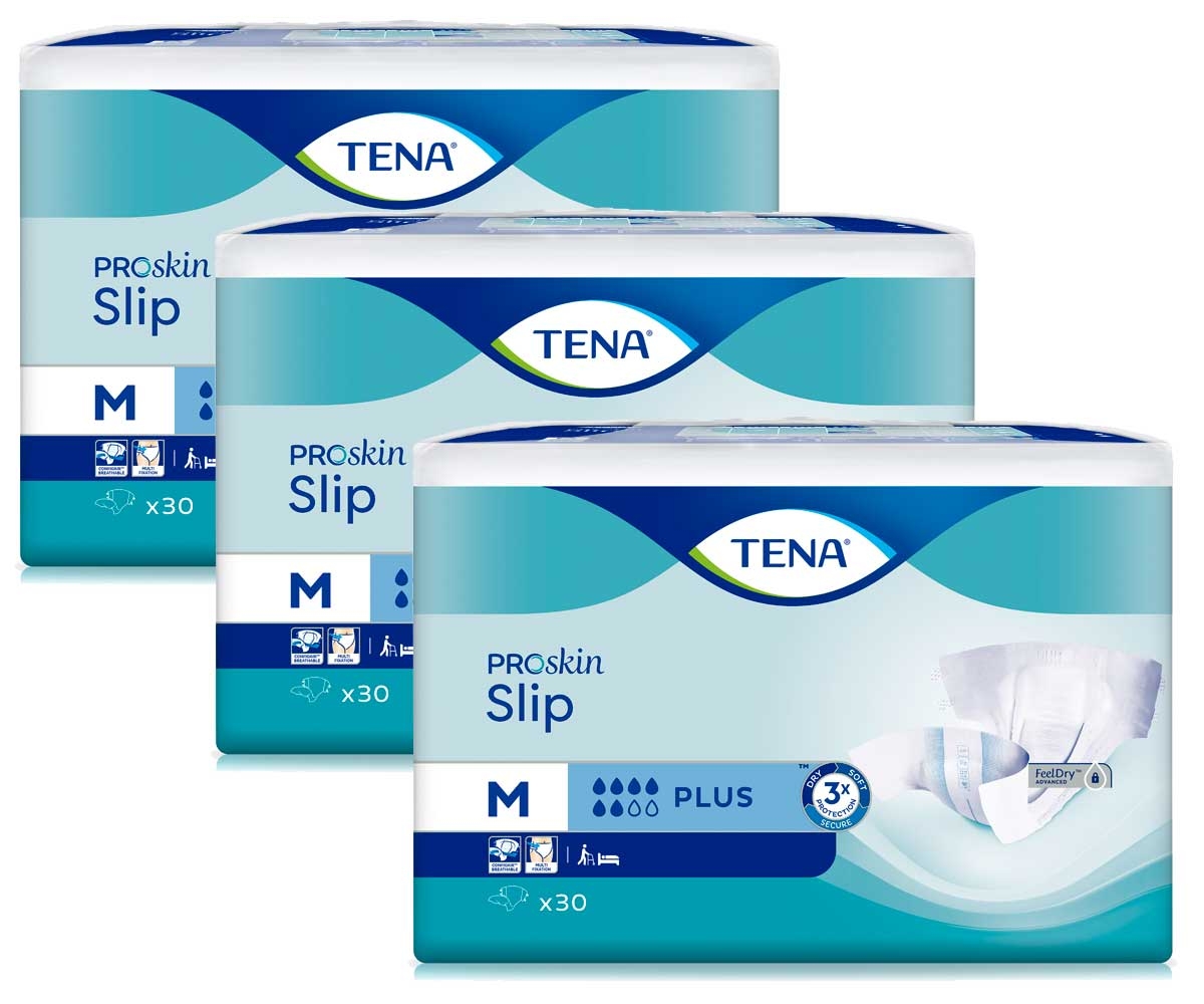 TENA Slip PLUS - Inkontinenzwindeln - MEDIUM (3x30) 90 Stück