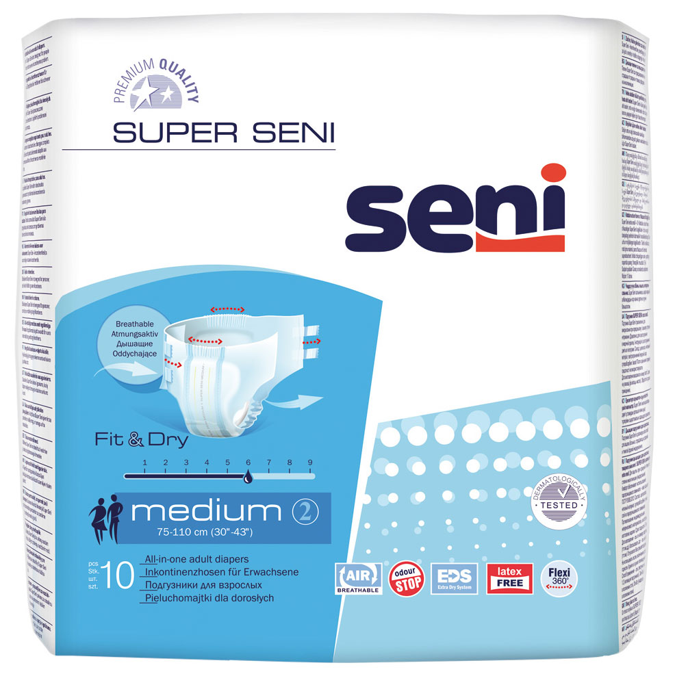 Super Seni - Inkontinenzwindeln - Gr. 2 MEDIUM (10 St Einzelpack)