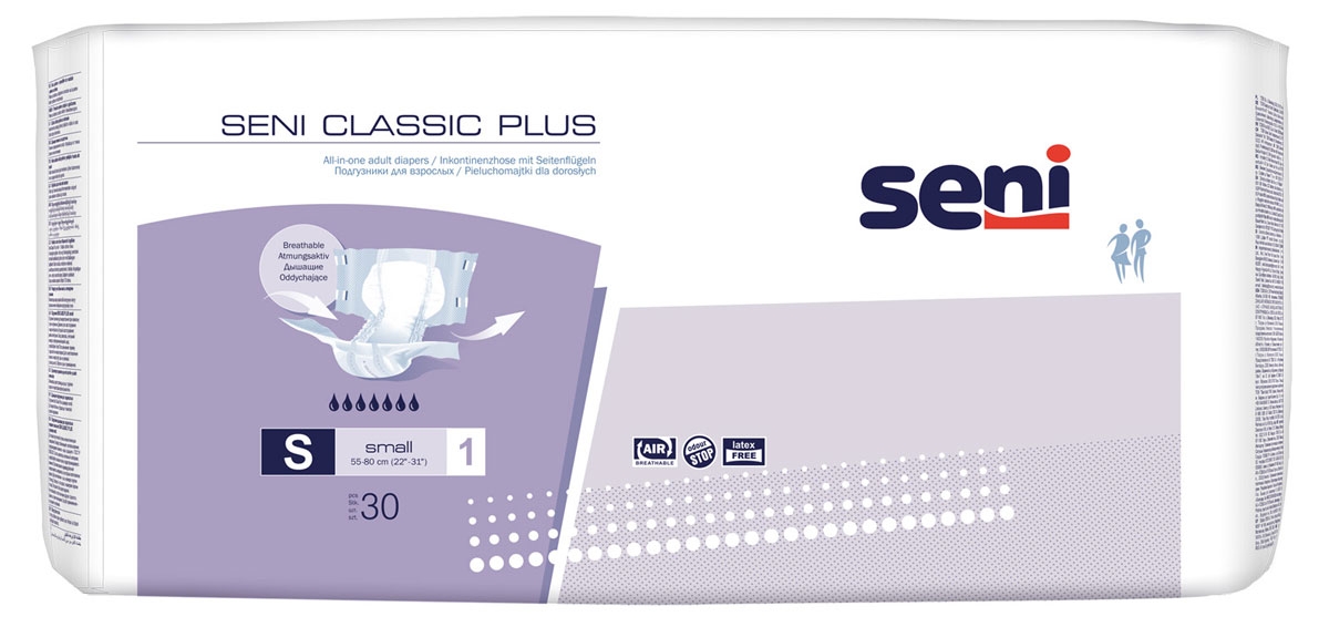 SENI CLASSIC (PLUS) Gr. 1 Small - Windelhosen für die Nacht, 30 Stück Packung