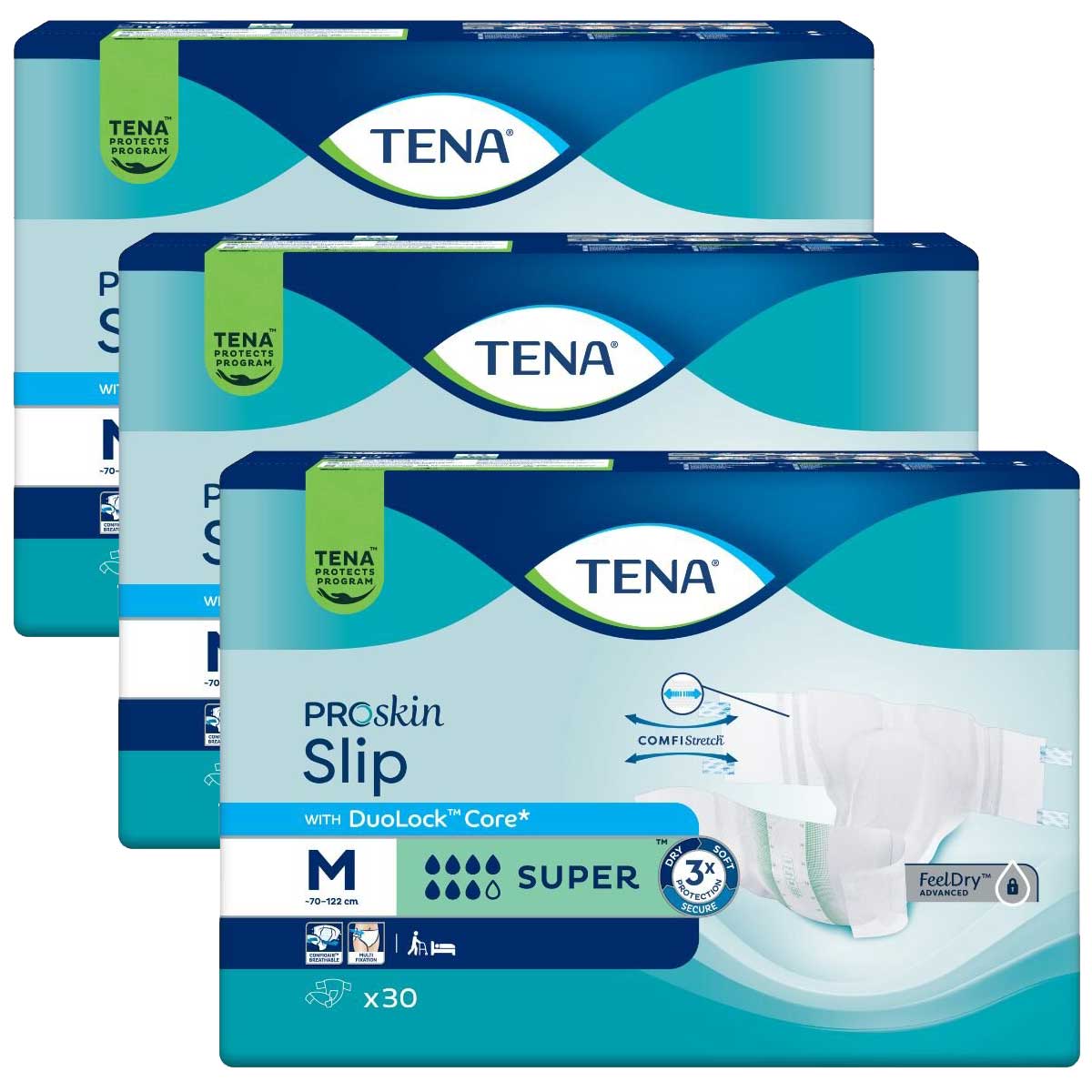 TENA Slip SUPER - Inkontinenzwindeln - MEDIUM (3x30) 90 Stück