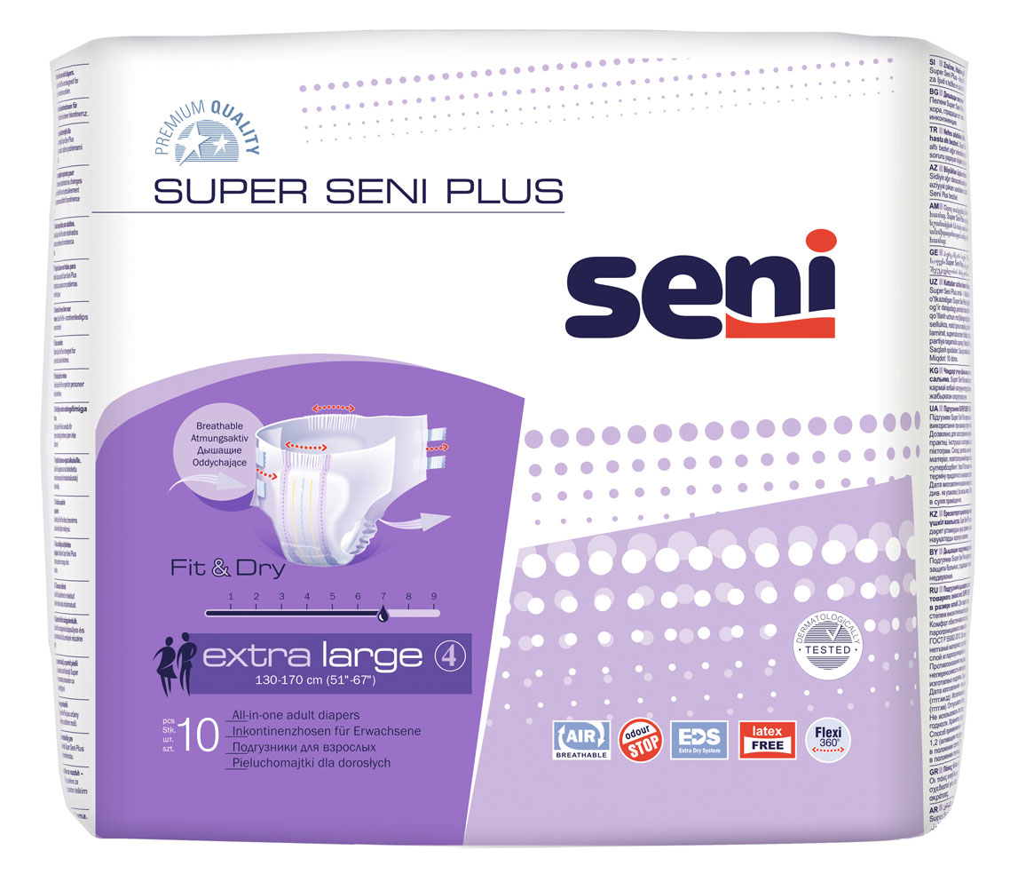 Super Seni (PLUS) - Inkontinenzwindeln - Gr. 4 EXTRA LARGE (10 St Einzelpack)