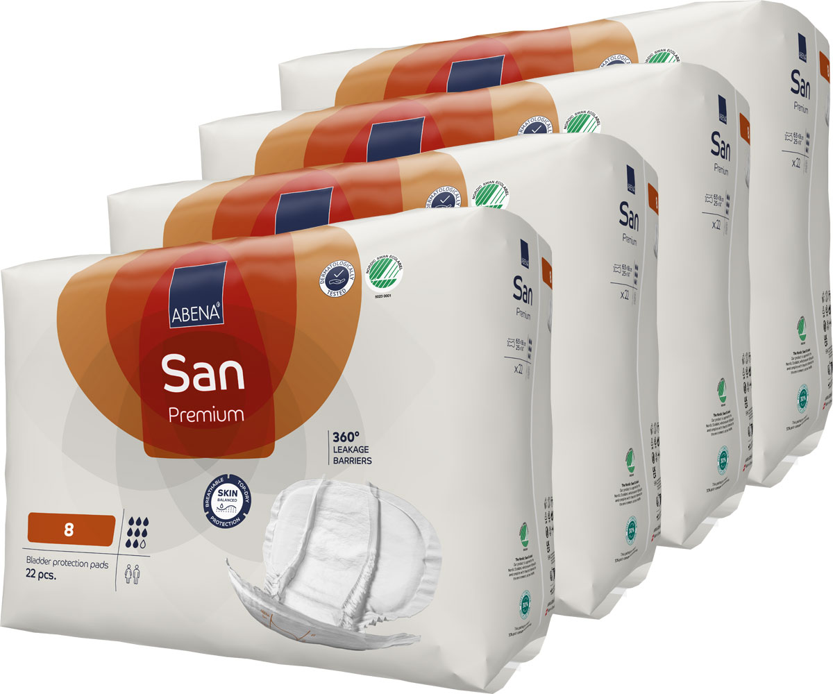 ABENA San PREMIUM 8 - Inkontinenz Vorlagen - 2.500ml (4x22 Stück)