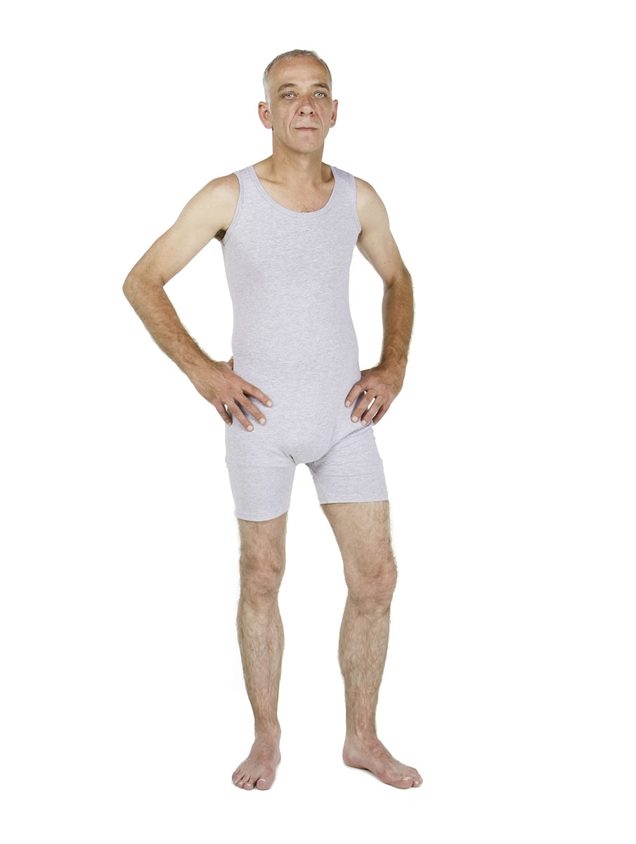 Medicare Pflegebody mit Rückenreißverschluss - halblanges Bein - ohne Arm - Farbe: grau - S