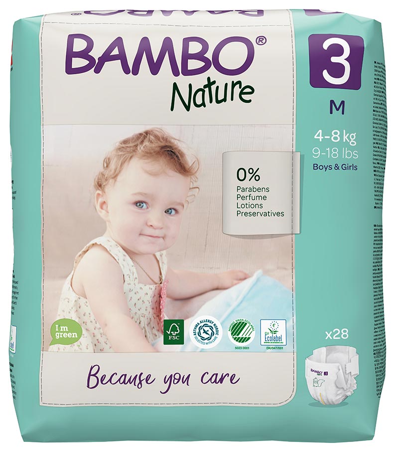 Bambo NATURE - Babywindeln Gr. 3 MIDI [M] 4-8 Kg 6x28 (168) Stück