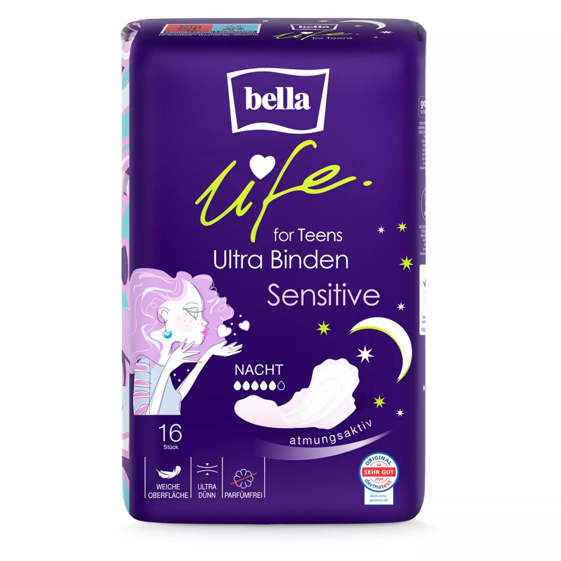 Bella life for Teens Ultra Binden Sensitive Nacht mit Flügeln - 16 Stück