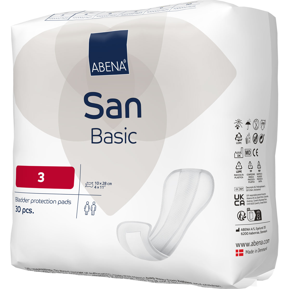 ABENA San Basic 3 - Inkontinenz-Einlagen - Saugkraft: 320ml - 12x30 St. Karton ABENA San Basic 3 - Inkontinenz-Einlagen - Saugkraft: 320ml - 30 Stück