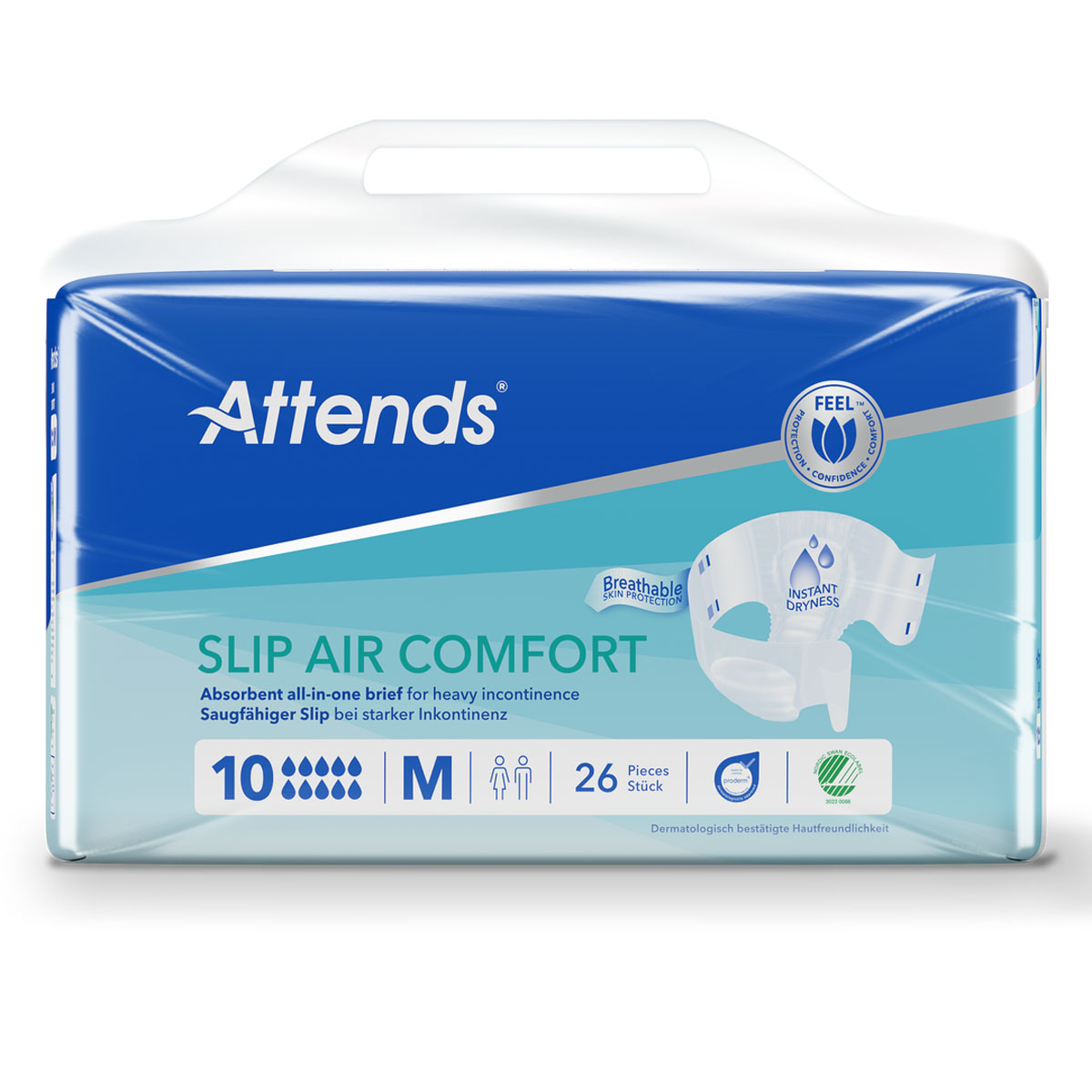 ATTENDS Slip AIR Comfort 10 - Medium (M), Inkontinenzwindeln, 104 (4x26) Stück ATTENDS Slip AIR Comfort 10 - Medium (M), Inkontinenzwindeln, 104 (4x26) Stück