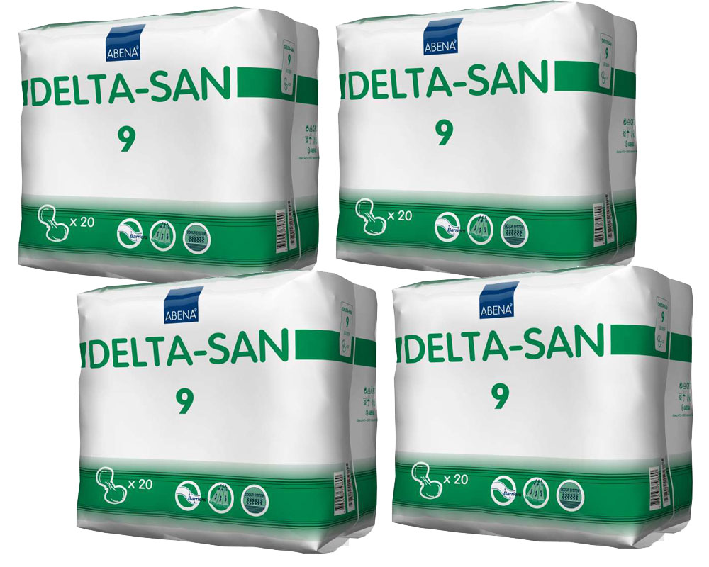 DELTA-SAN Nr. 9 Inkontinenz-Vorlagen - Saugkraft: 2200ml (4x20 Stück)