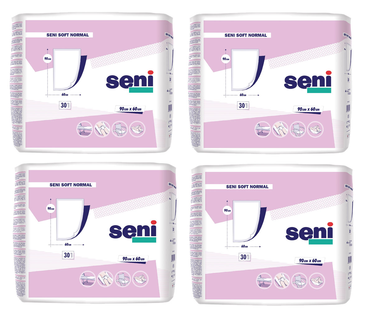SENI Soft NORMAL - Inkontinenzunterlagen 90 x 60cm Flocken - (4x30) 120 Stück