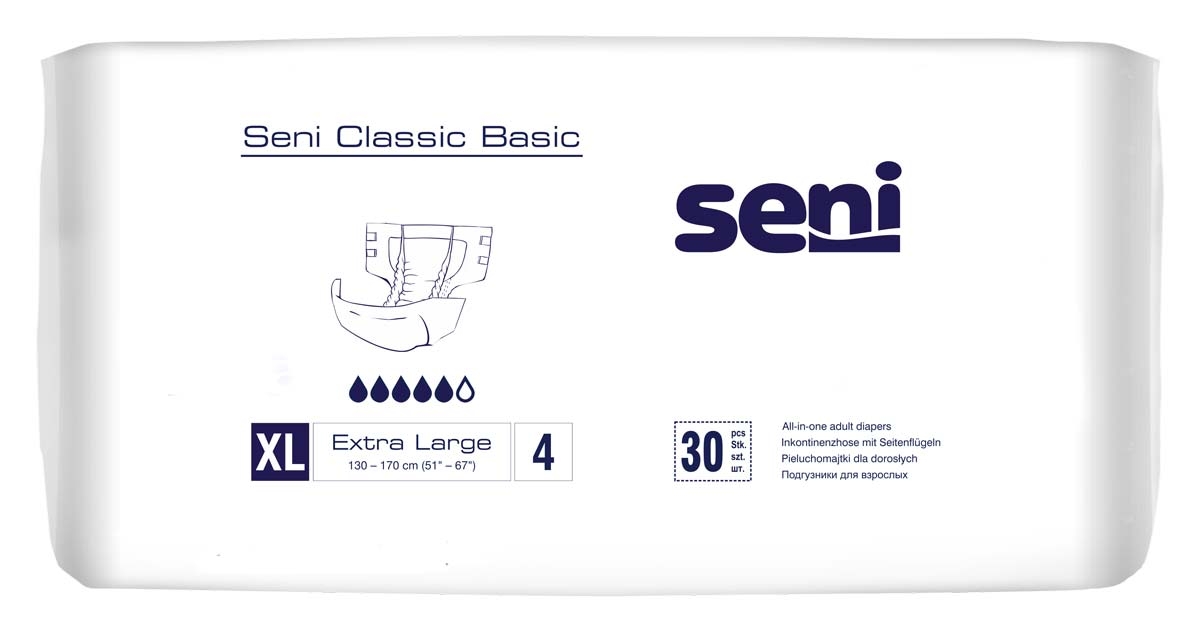 SENI CLASSIC BASIC - Windelhosen - Gr. 4 Extra Large 30 Stück Einzelpack
