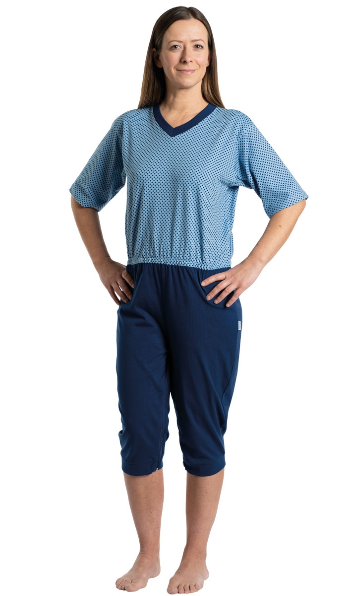 Suprima „Care Function“ Pflege-Schlafanzug - Motiv: blaue Punkte - 4730 XL