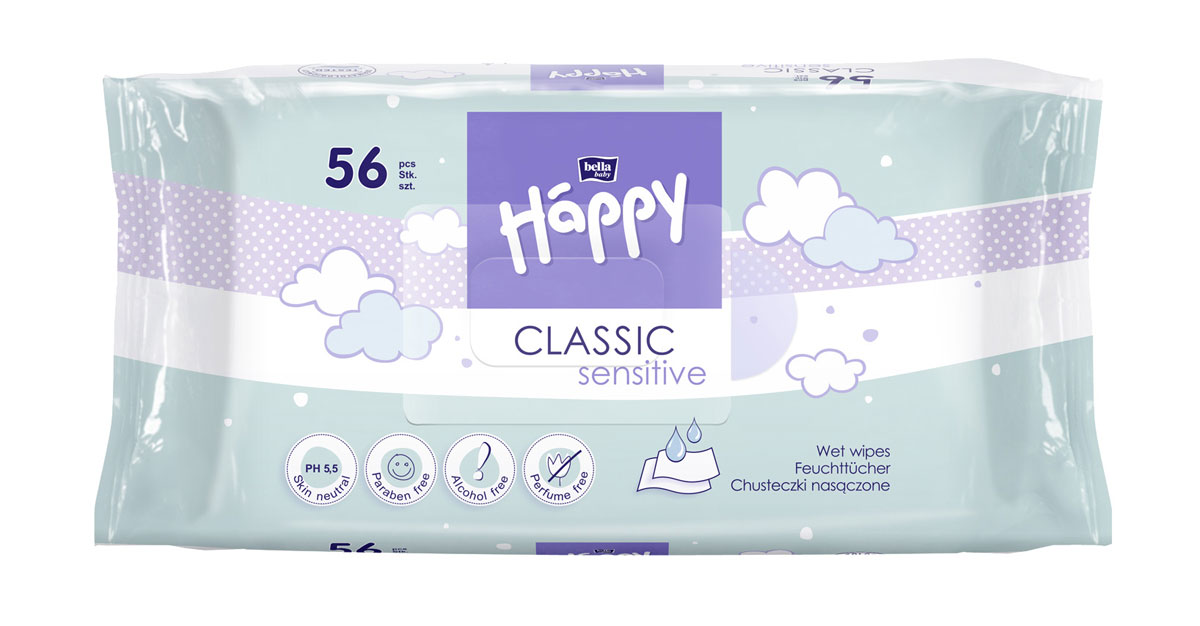 Bella Happy Feuchttücher CLASSIC Sensitive (56 Stück Pack)