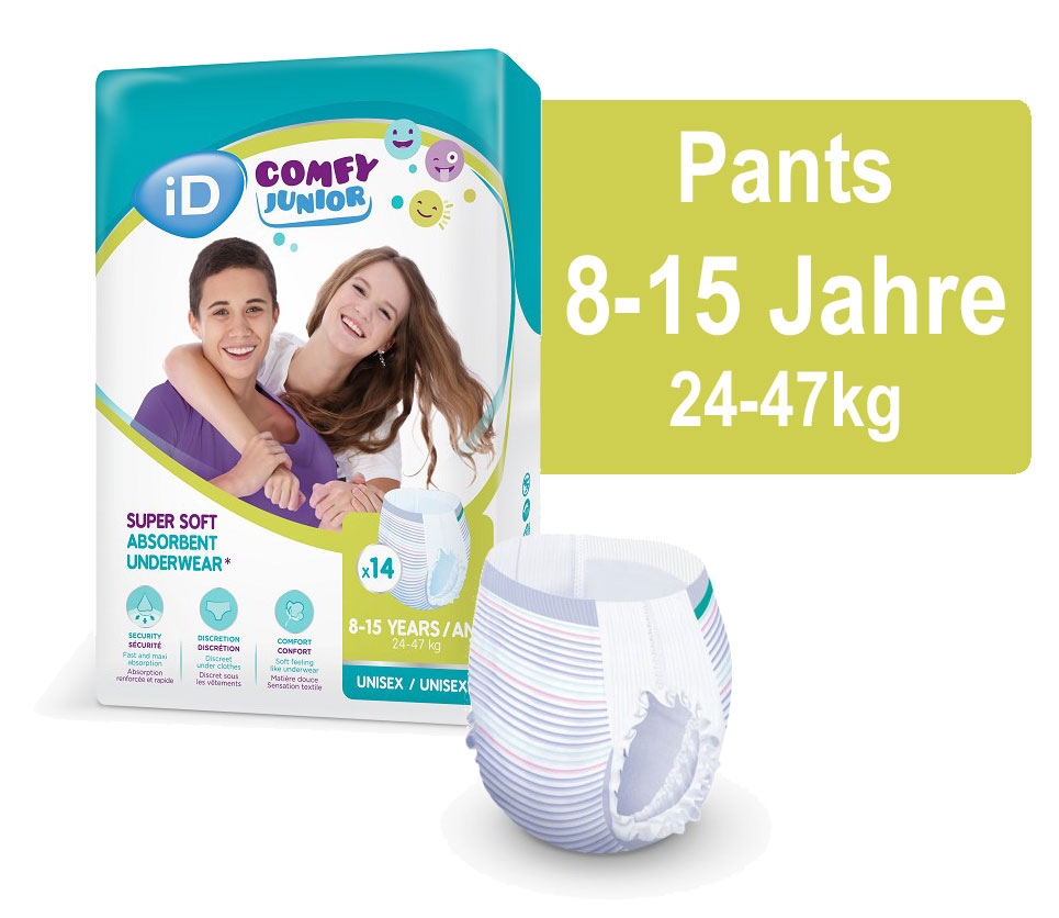iD Comfy Junior Pants - für Kinder & Jugendliche von 8-15 Jahren - 14 Stück Pack
