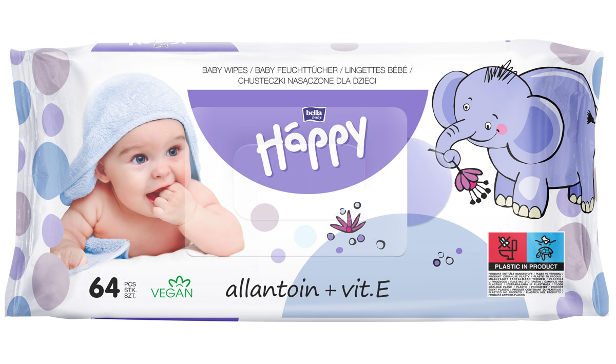 Sparpack - Bella Happy Feuchttücher mit Lotion & Vitamin E (10x 64 Stück )