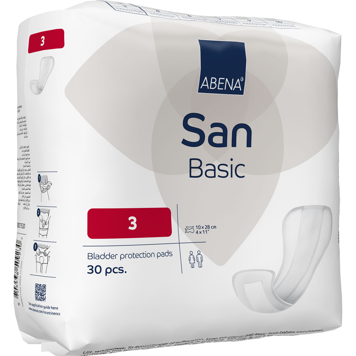 ABENA San Basic 3 - Inkontinenz-Einlagen - Saugkraft: 320ml - 12x30 St. Karton ABENA San Basic 3 - Inkontinenz-Einlagen - Saugkraft: 320ml - 30 Stück