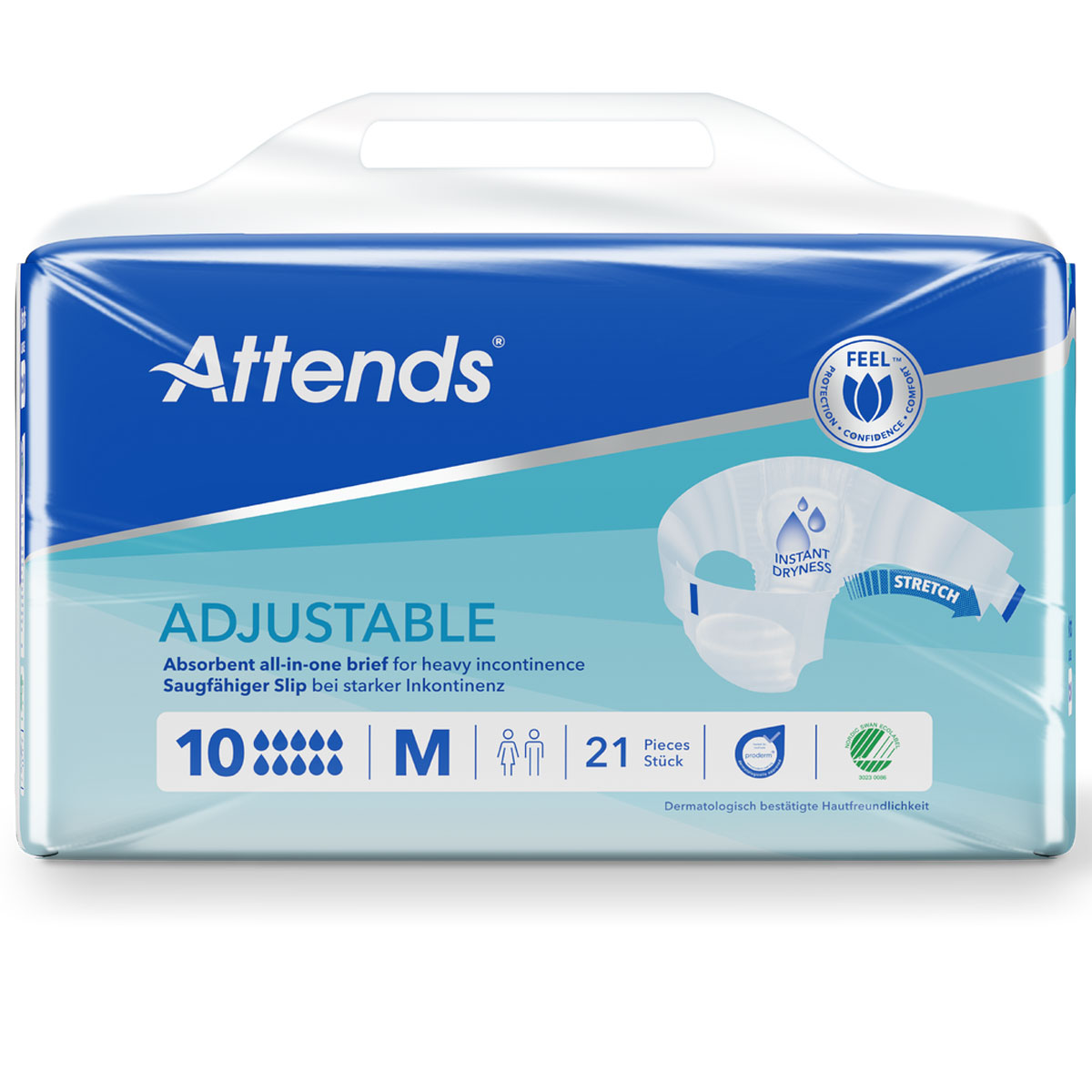 ATTENDS Adjustable 10 Medium (M), flexibler Hüftbund - 21 Stück Einzelpack