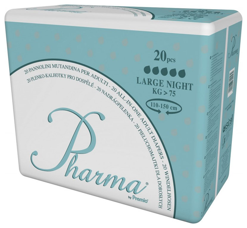 Pharma Slip - Windeln mit Folie - Nachtwindel - Gr. Large - 4x20 Stück Karton