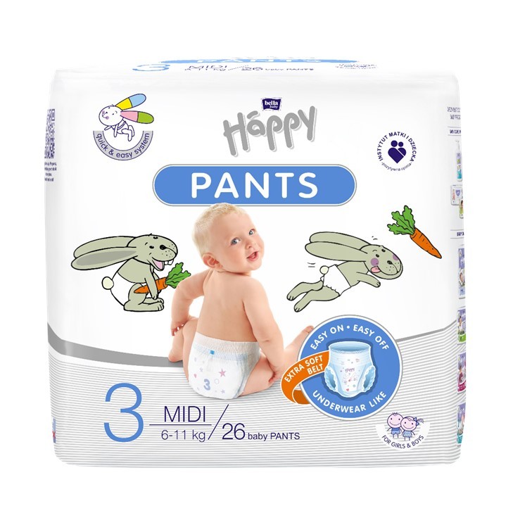 Bella Happy PANTS - Gr. 3 Midi 6-11kg - 4x26 St. Karton