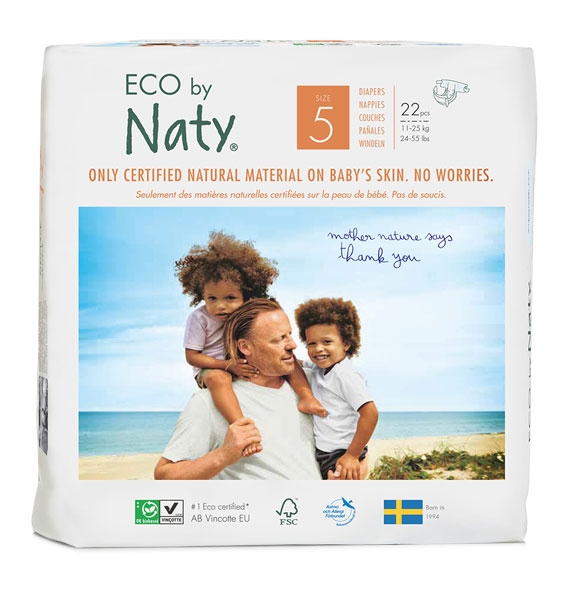 Eco by NATY - Ökowindeln Größe 5 Junior 11-25 Kg, 6x22 St. Jumbopack
