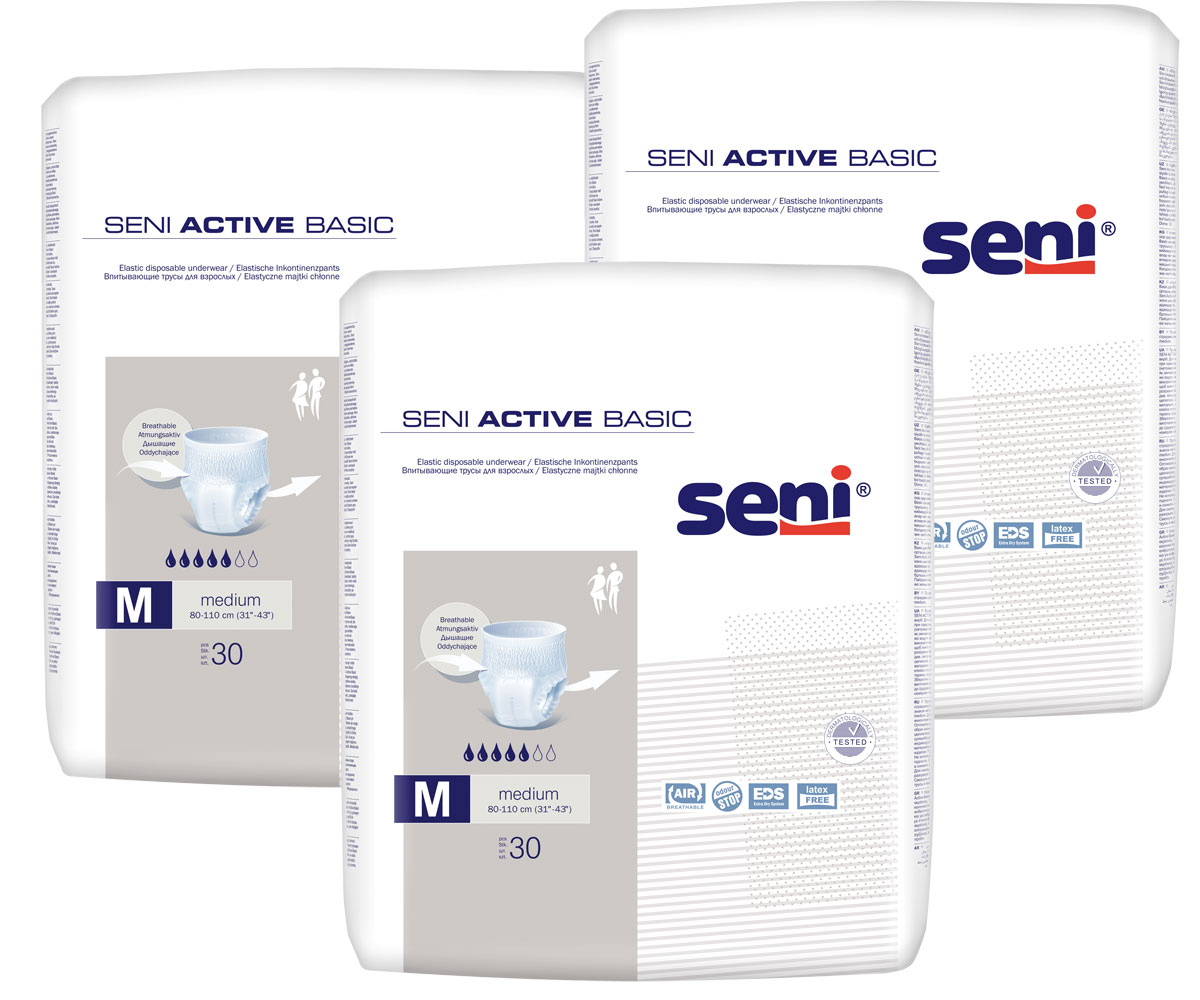 SENI Active BASIC - Inkontinenzslip Medium - (3x30 St) Karton