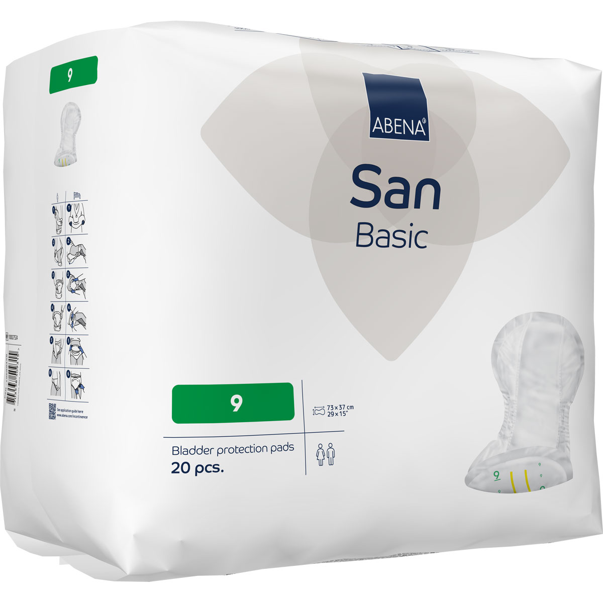 ABENA San Basic 9 - Inkontinenz-Vorlagen - Saugkraft: 2.200ml - 4x20 St. Karton ABENA San Basic 9 - Inkontinenz-Vorlagen - Saugkraft: 2.200ml - 20 Stück Pack