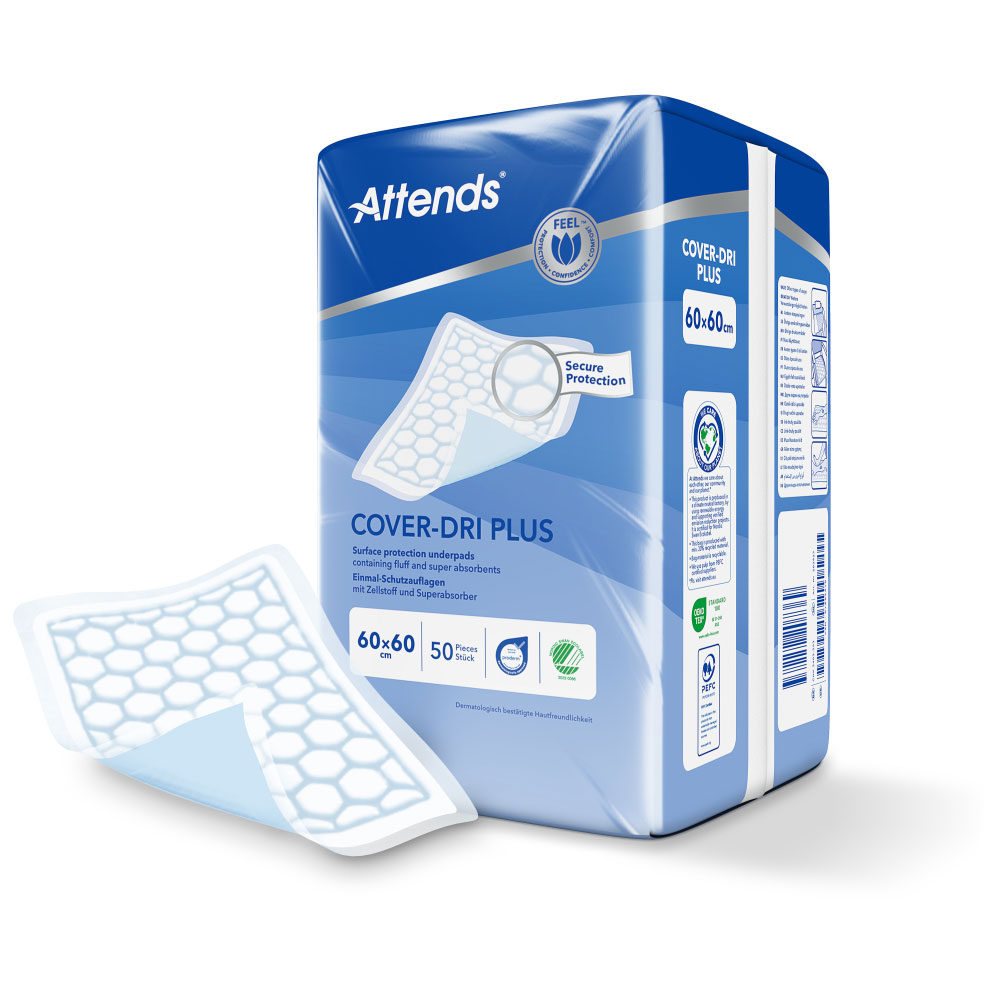 ATTENDS Cover-Dri Plus - Bettschutzeinlagen 60 x 60cm (200 Stück) ATTENDS Cover-Dri Plus - Bettschutzeinlagen 60 x 60cm (200 Stück)