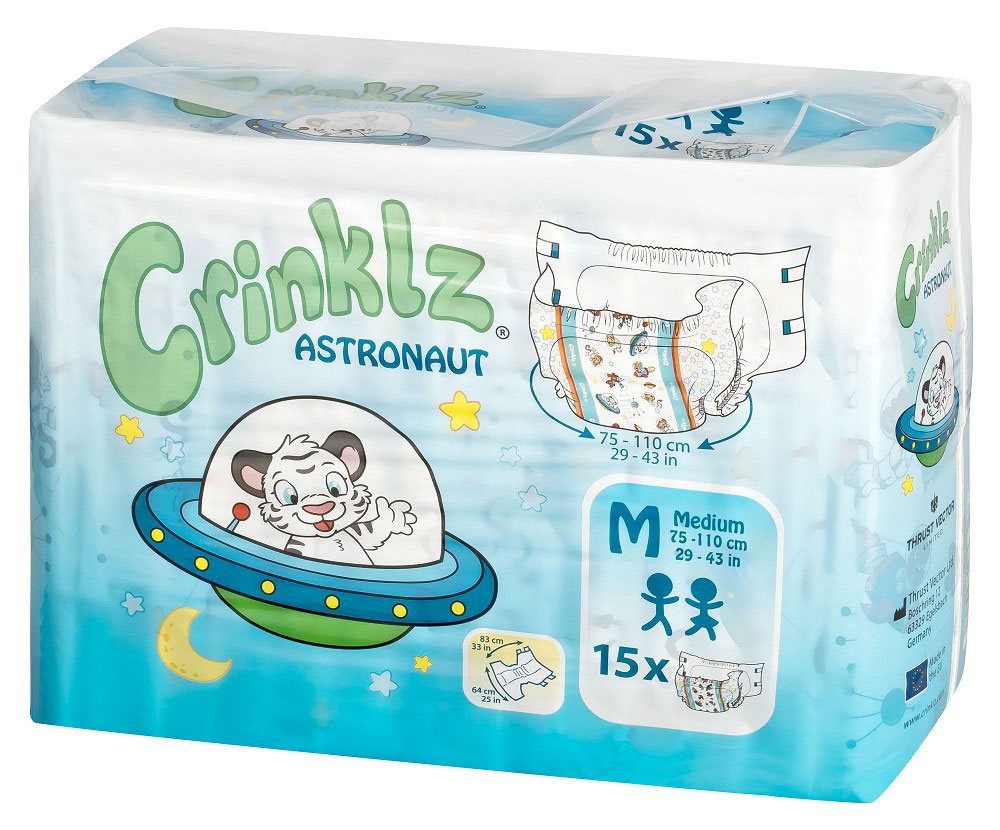 Crinklz "Astronaut" Windeln - Medium - von Packung