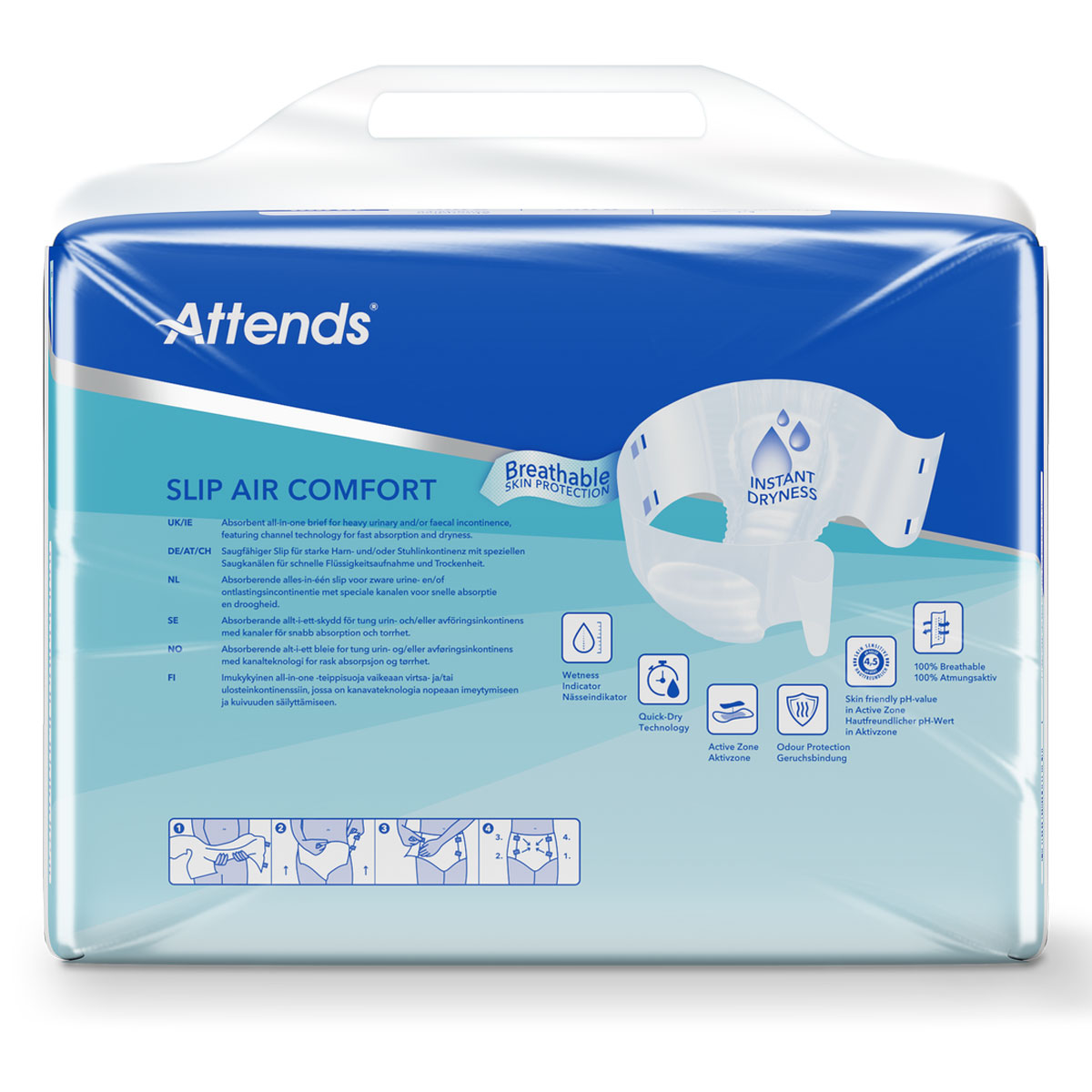 ATTENDS Slip AIR Comfort 9 - Large (L), Inkontinenzwindeln, 112 (4x28) Stück