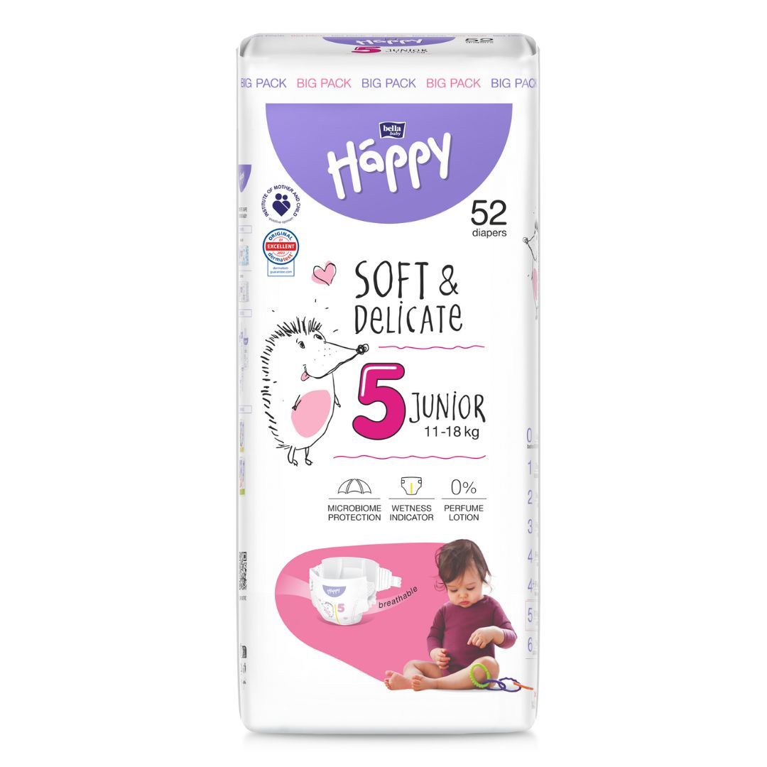 Bella Happy Soft & Delikate Gr. 5 - Kinderwindeln Junior 11-18 kg 312 (6x52) Stück BIGpack