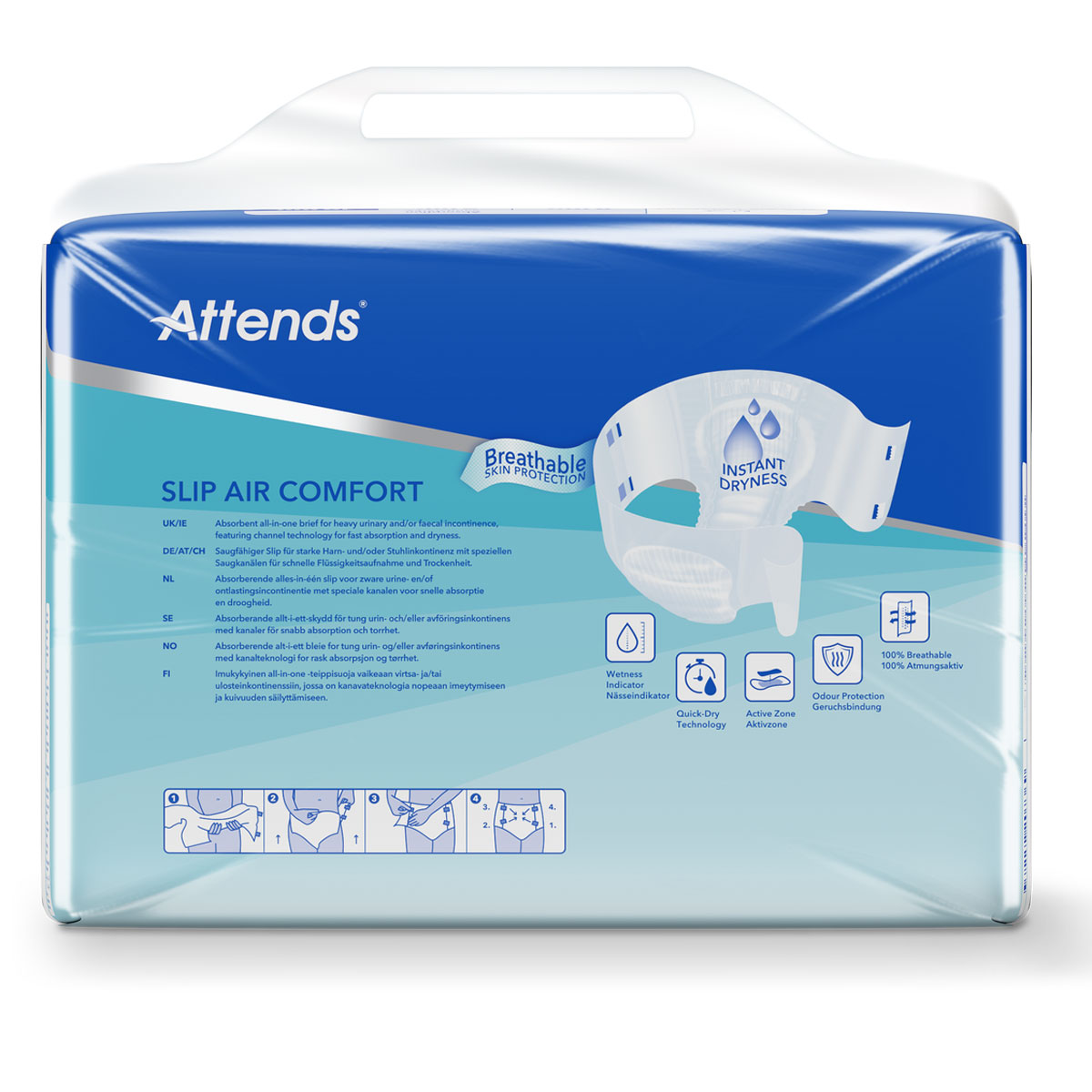 ATTENDS Slip AIR Comfort 10 - Extra Large (XL), Inkontinenzwindeln, 60 (4x15) Stück ATTENDS Slip AIR Comfort 10 - Extra Large (XL), Inkontinenzwindeln, 60 (4x15) Stück