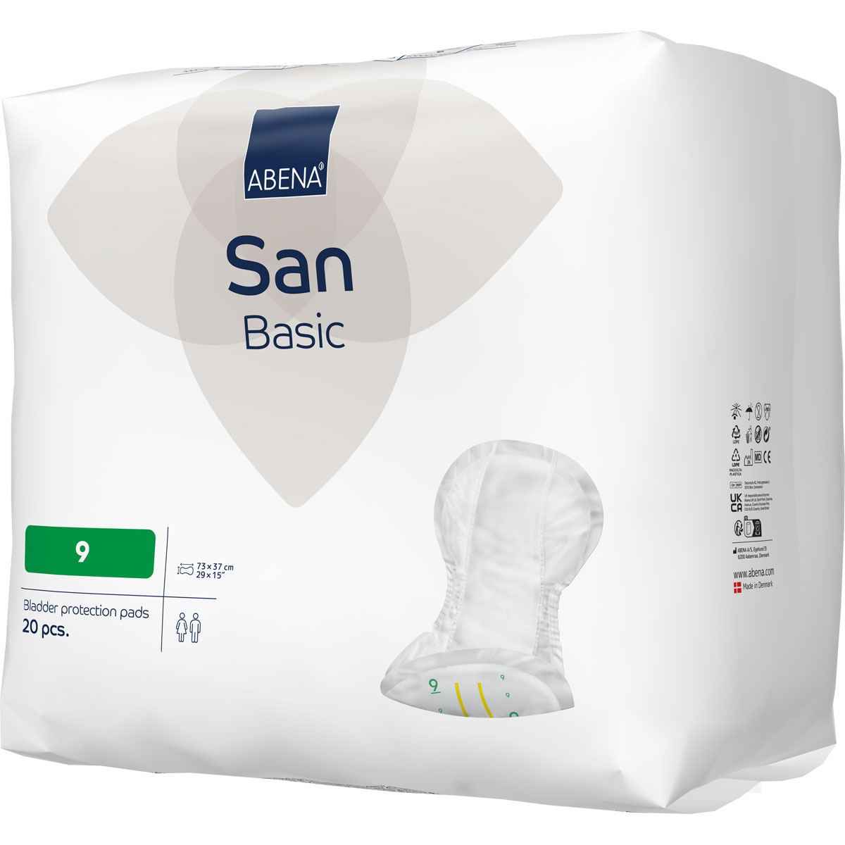 ABENA San Basic 9 - Inkontinenz-Vorlagen - Saugkraft: 2.200ml - 4x20 St. Karton ABENA San Basic 9 - Inkontinenz-Vorlagen - Saugkraft: 2.200ml - 20 Stück Pack