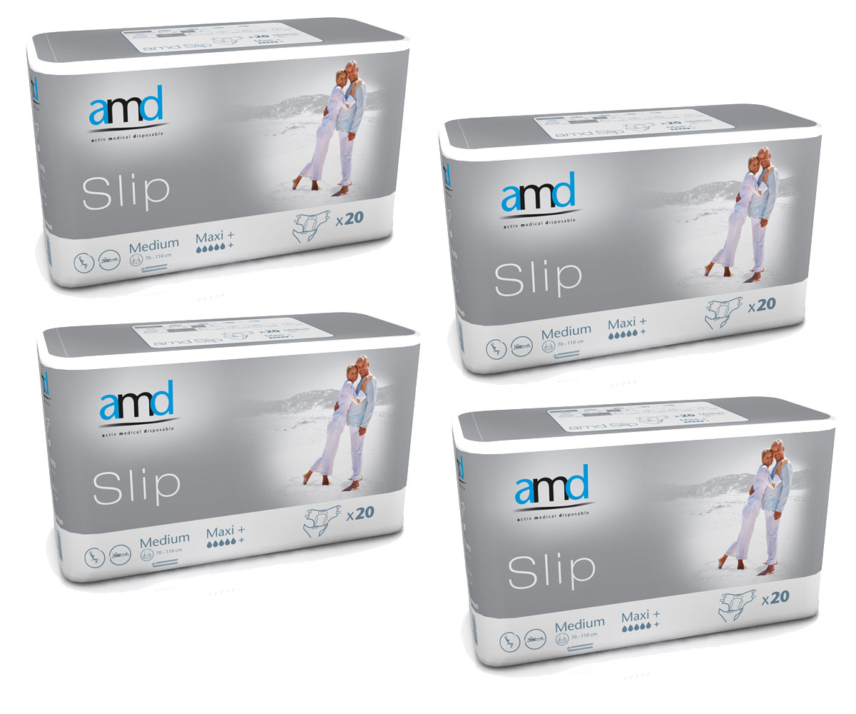 AMD SLIP - (MAXI PLUS) - Inkontinenzwindeln - Gr. Medium (M) - 4x20 St. Karton