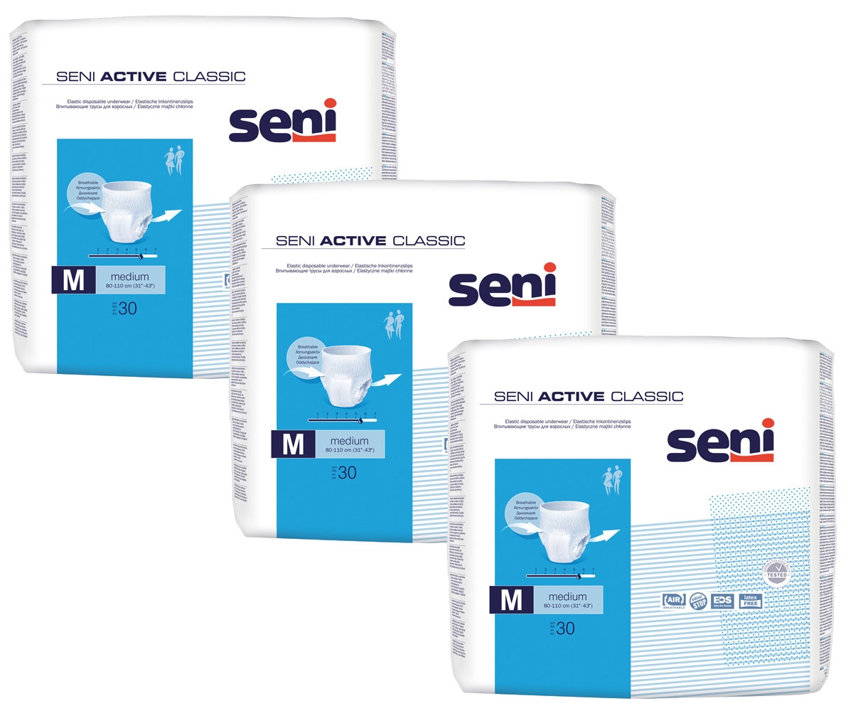 SENI Active CLASSIC Inkontinenzslip Gr. MEDIUM (3x30 St) Karton