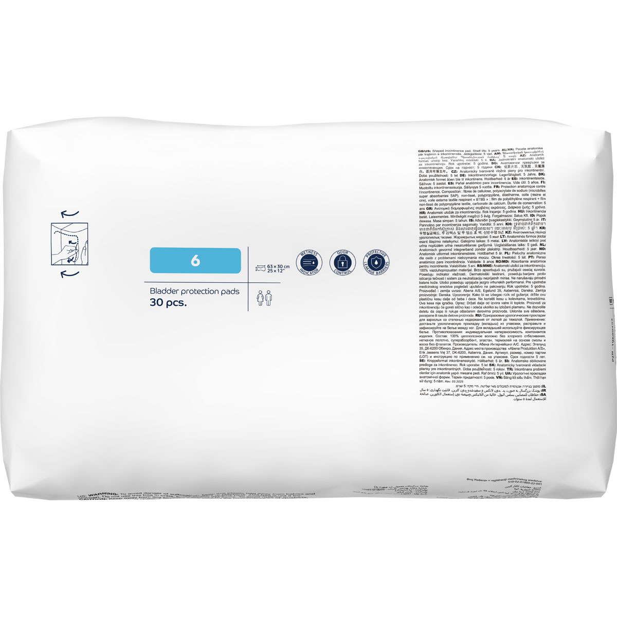 ABENA San Basic 6 - Inkontinenz-Vorlagen - Saugkraft: 1.300ml 4x30 St. Karton ABENA San Basic 6 - Inkontinenz-Vorlagen - Saugkraft: 1.300ml