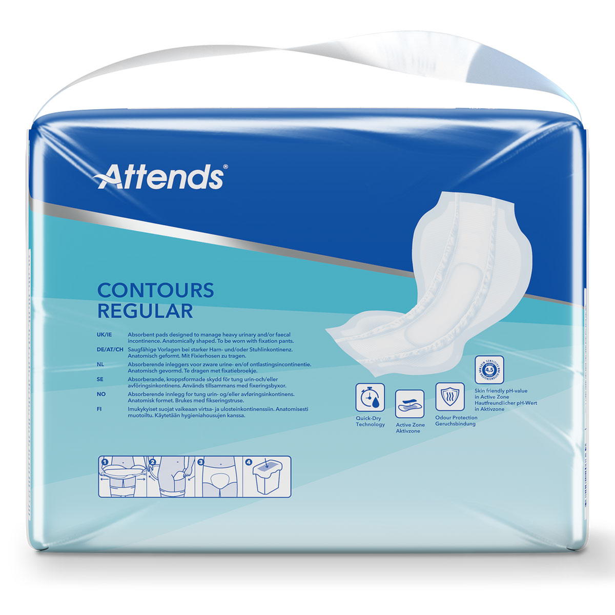 ATTENDS Contours Regular 8 - Inkontinenzvorlagen - 4x28 Stück