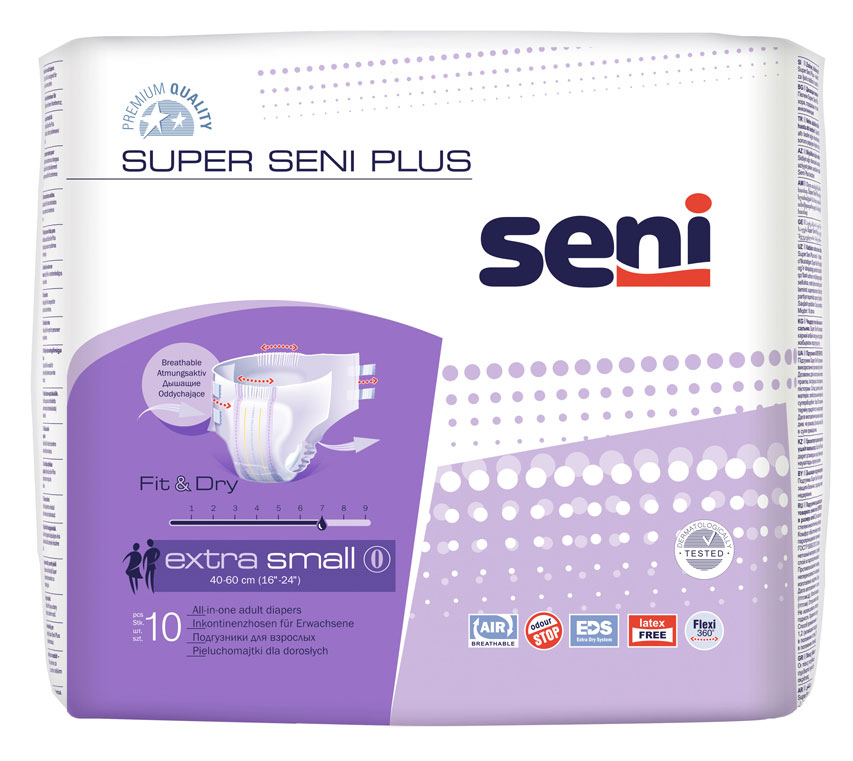 Super Seni (PLUS) - Inkontinenzwindeln - Gr. 0 EXTRA SMALL 120 (12x10 Stück)