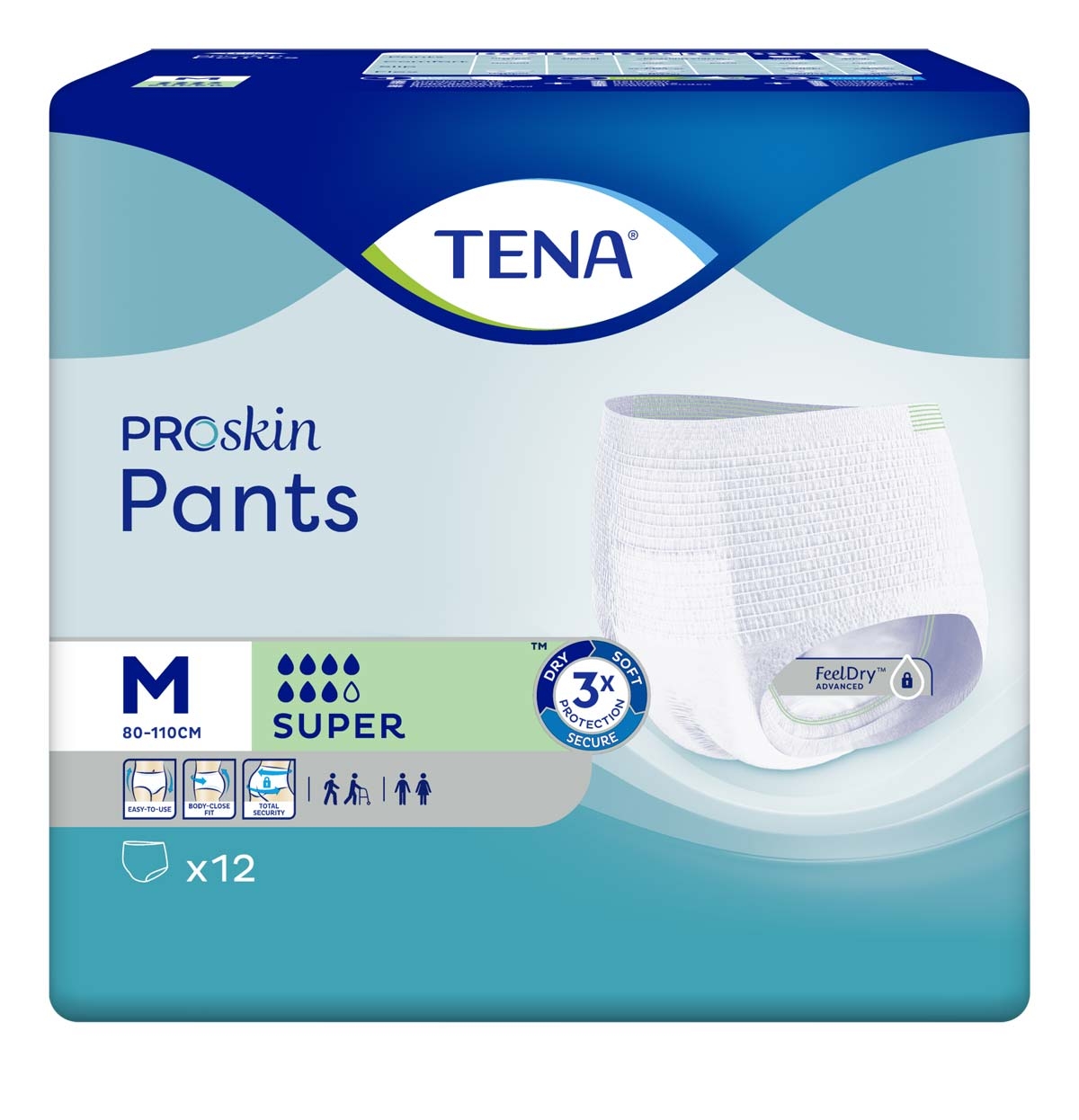 TENA Pants SUPER - saugstark - Medium (M) - 12 Stück Packung