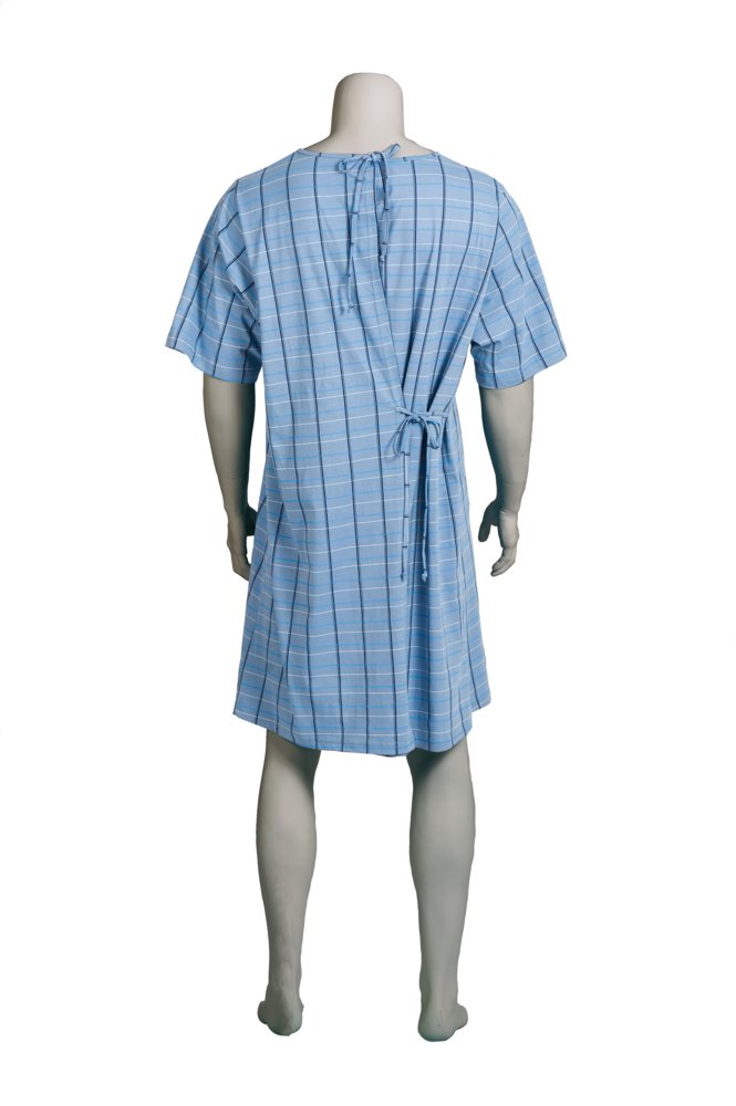 Suprima rückenoffenes Pflegehemd - für Männer, zum binden - 4079 karo blau M/L