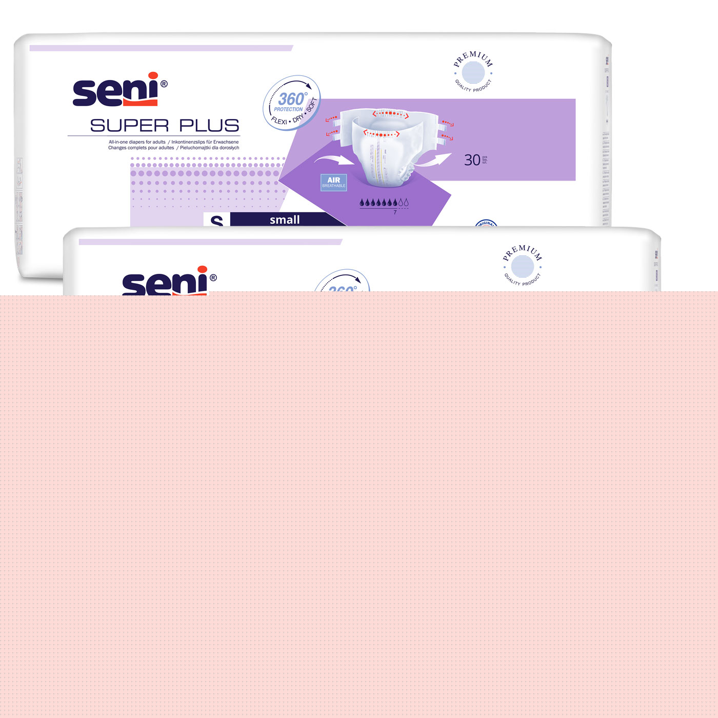 SENI Super PLUS - Inkontinenzwindeln - Gr. 1 SMALL 90 (3x30 Stück) SENI Super PLUS - Inkontinenzwindeln - Gr. 1 SMALL 90 (3x30 Stück)