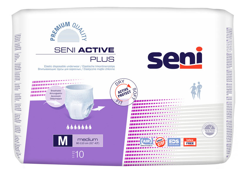 SENI Active PLUS - Inkontinenzslip MEDIUM - 10 Stück Pack