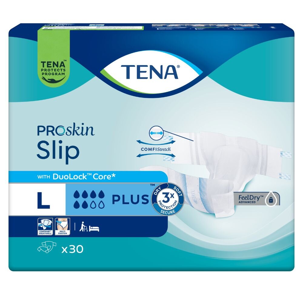 TENA Slip PLUS - Inkontinenzwindeln - LARGE 30 Stück Packung