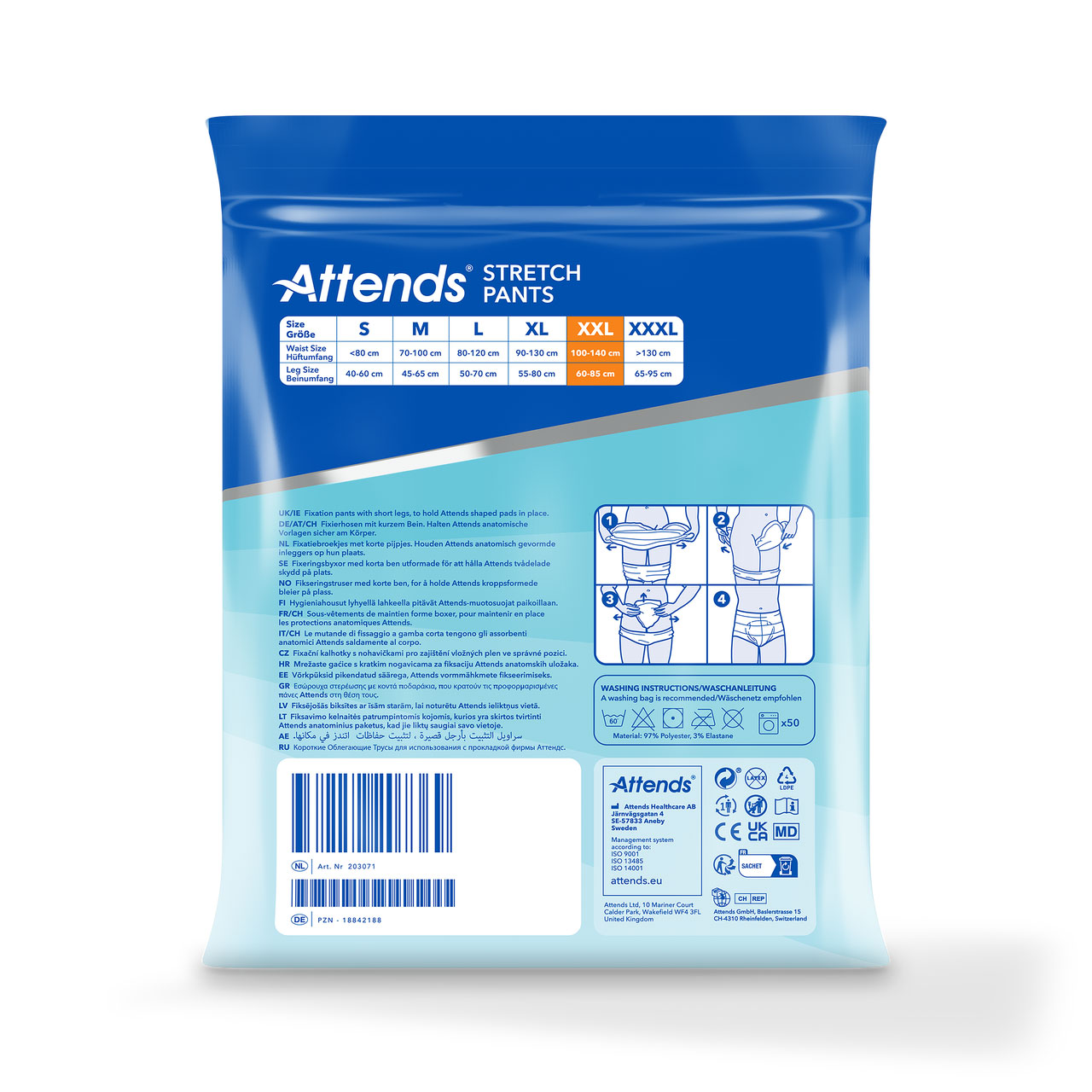 ATTENDS Stretch Pants - Netzhosen mit Beinansatz - 15er Pack - XXL