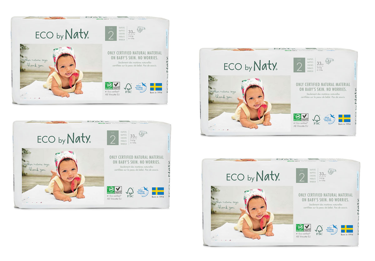 Eco by NATY - Ökowindeln Größe 2 Mini 3-6 Kg, 4x33 St. Jumbopack