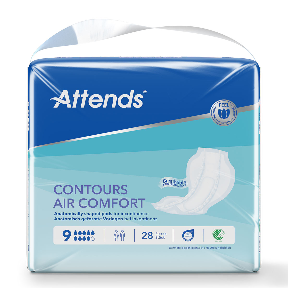 ATTENDS Contours AIR Comfort 9 - atmungsaktive Vorlage - 4x28 Stück