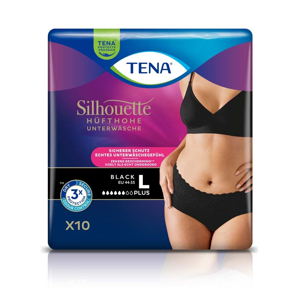 TENA Silhouette Plus Black - Größe L - 10 Stück