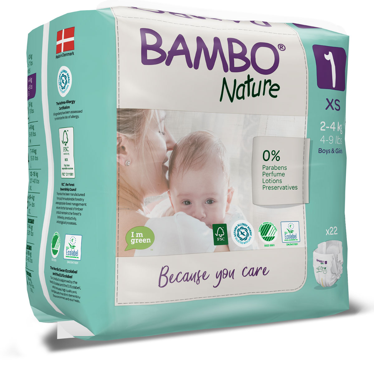 Bambo NATURE - Babywindeln Gr. 1 NEWBORN [XS] 2-4 Kg (22 Stück Einzelpack)