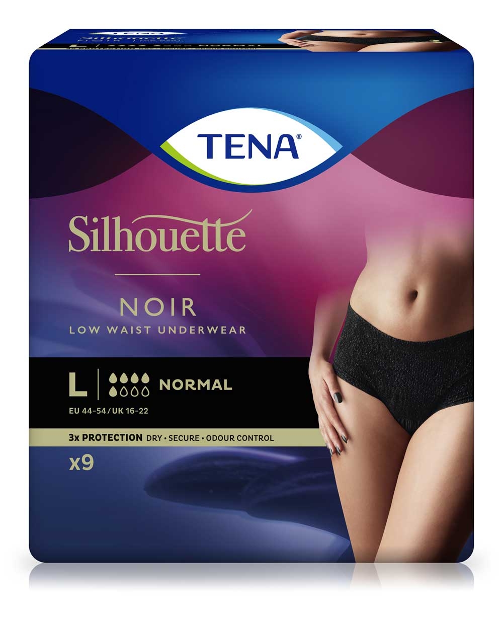 TENA Silhouette Normal Noir - Größe L - 9 Stück