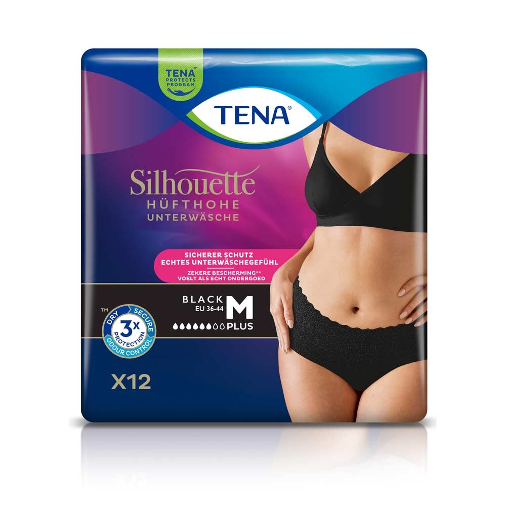 TENA Silhouette Plus Black - Größe M - 12 Stück