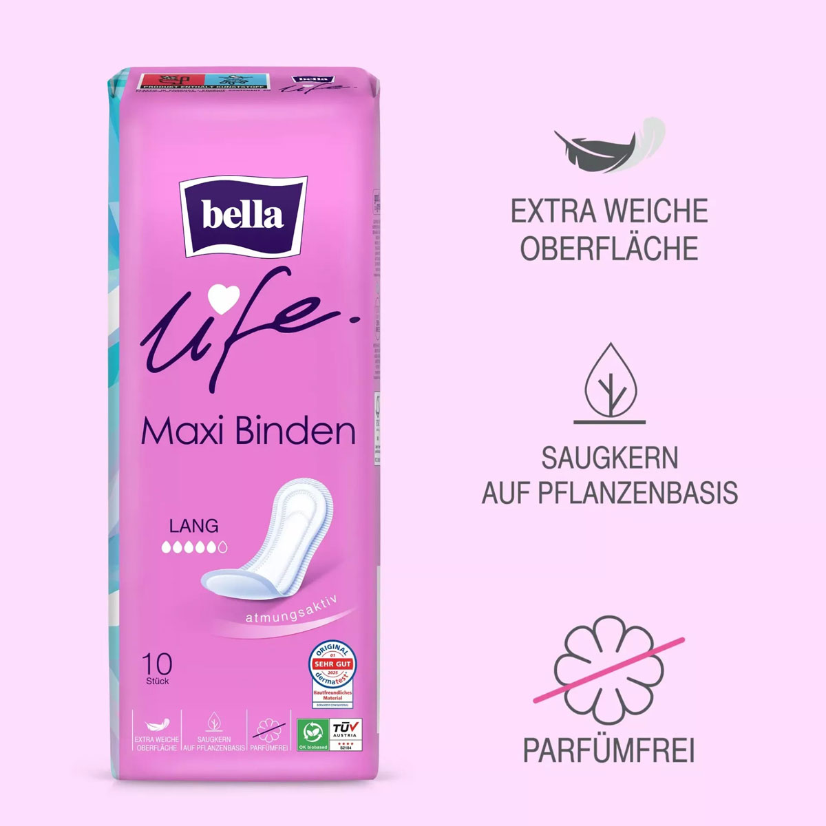 Bella Maxi - klassische Damenbinden - LONG - 10 St. Pack